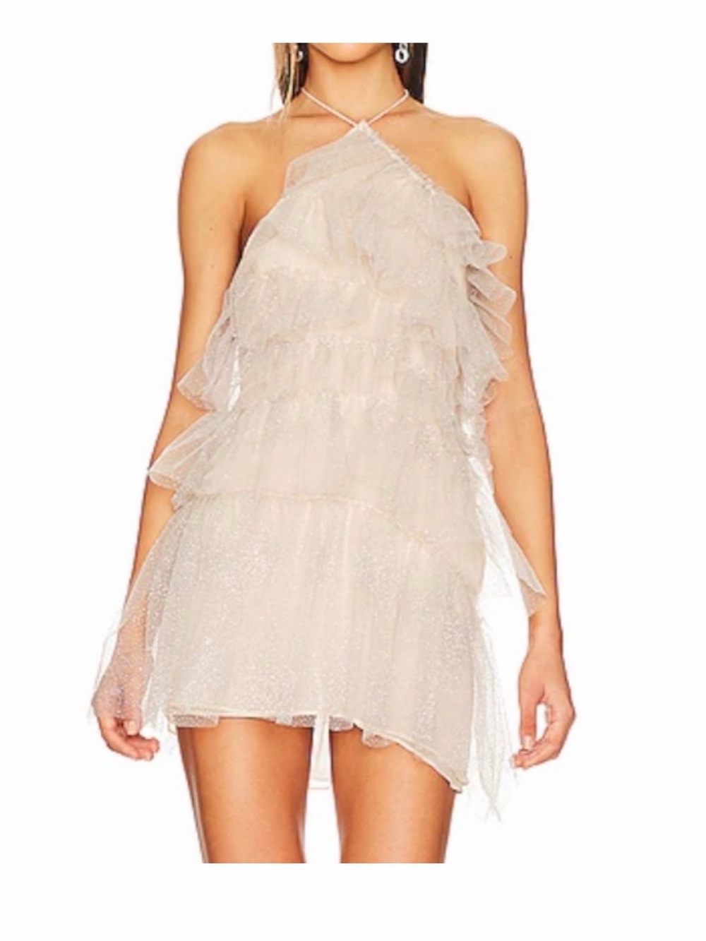 The Bar Sparkle Tulle Bustier in Champagne Beige